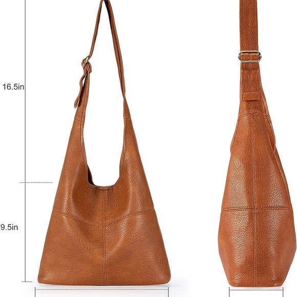 BROWN SUPER SOFT VEGAN LEATHER SHOULDER BAG AND COIN CLUTCH 2 PIECE SET - Picture 3 of 6